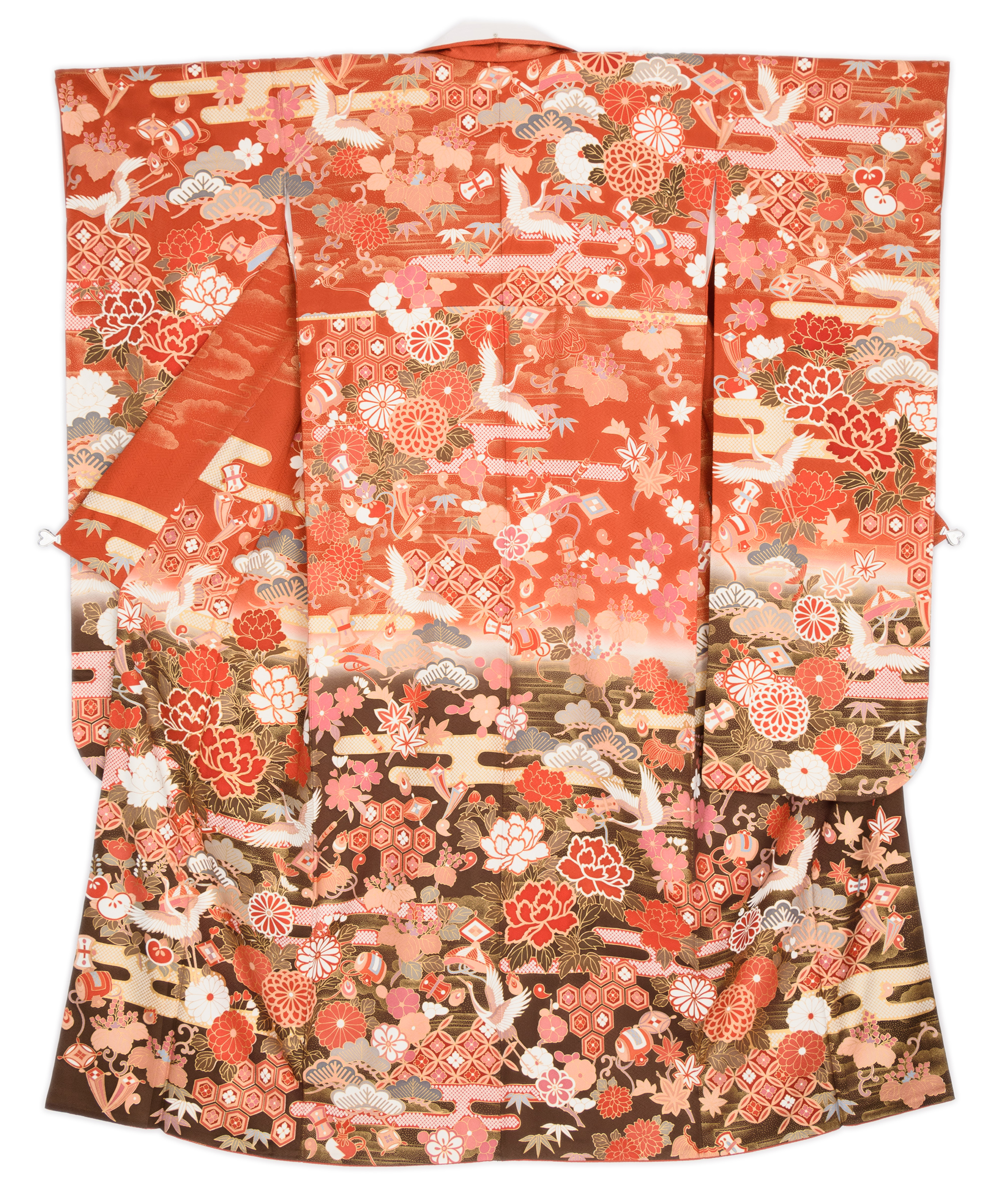 振袖 四季の花と鶴 - からん::アンティーク着物・リサイクル着物の